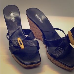 Charles David cork platform wedges